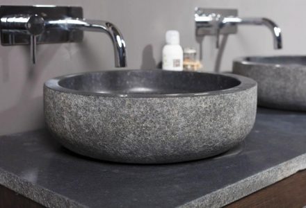 Naturaufsatzwaschbecken Verona rund Basalt 40cm